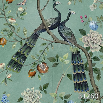 Two peacocks dark green